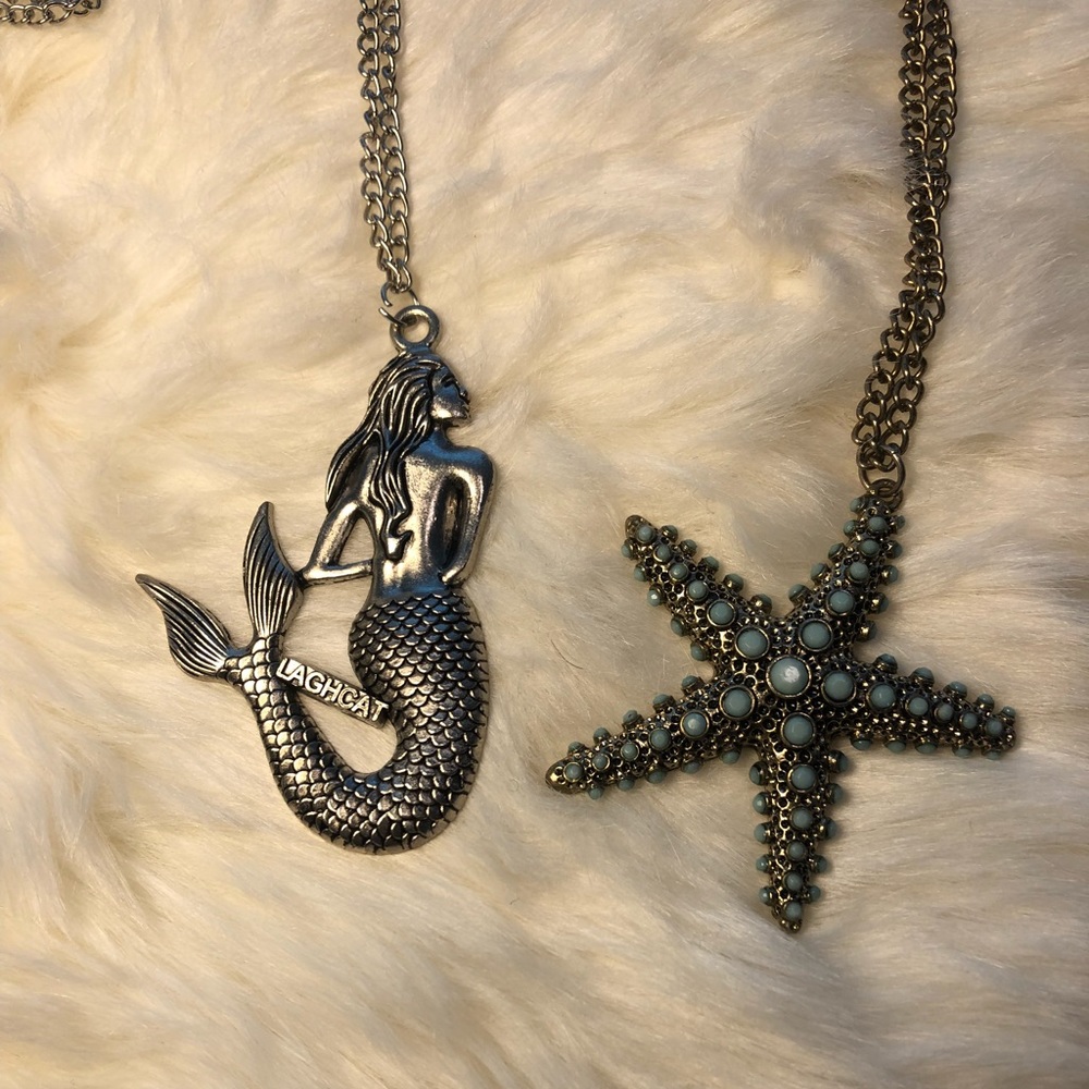 Mermaid and starfish necklace bundle